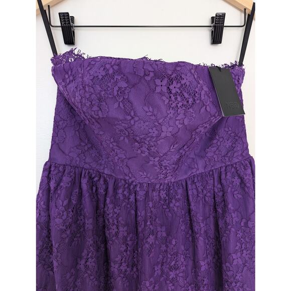 NWT NBD Revolve Daimilee Lace Strapless Mini Dress in Ultra Violet - Picture 3 of 10
